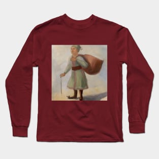 Elf with a bag of presents watercolour Long Sleeve T-Shirt